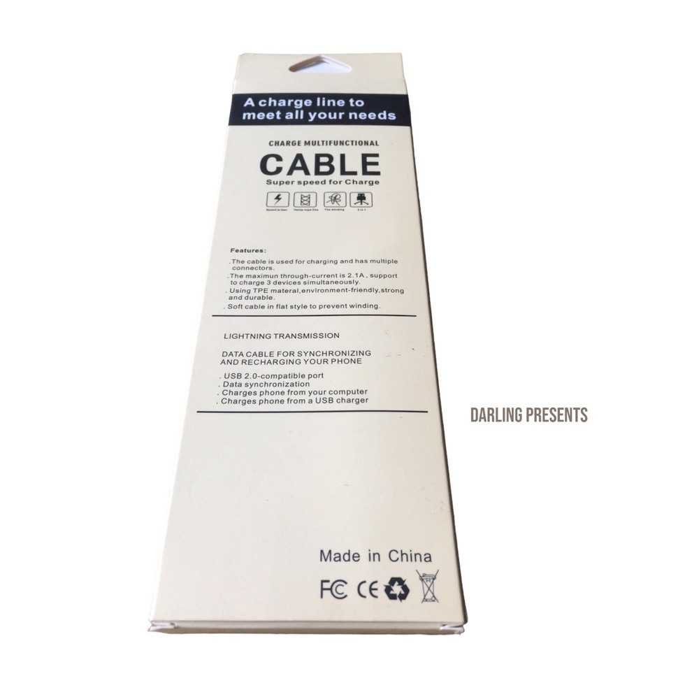 Universal USB 3 In 1 Multifunctional Cable Tech Color Black - Picture 2 of 8